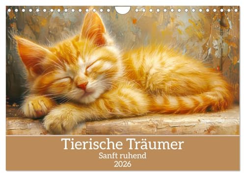 Tierische Träumer - Sanft ruhend (Wandkalender 2026 DIN A4 quer), CALVENDO Monatskalender: Allerlei Tiere in der Traumwelt (CALVENDO Tiere)