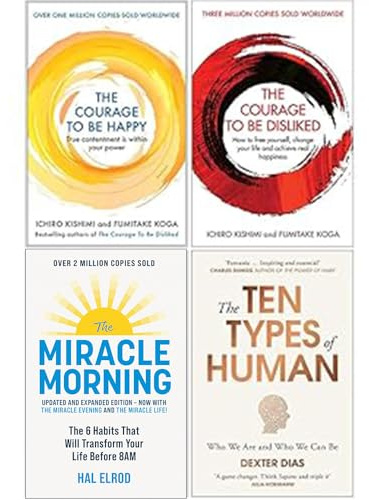 The Courage to be Happy, The Courage To Be Disliked, The Miracle Morning, The Ten Types of Human 4 Books Collection Set