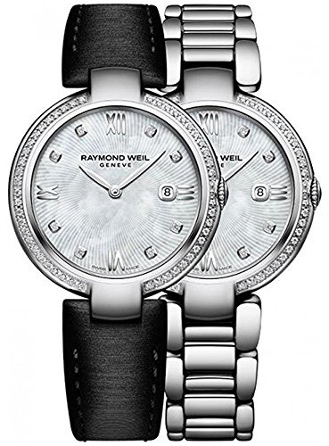 Raymond Weil Shine Ladies Quartz Watch, 57 Diamonds, White, 32 mm, Day