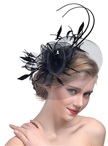 Damen Fascinator Blumen Netz Braut Kopfschmuck Haar Clip Hut Feder Haarschmuck Kopfbedeckung für Party Kirche Hochzeit Cocktail Jockey Club