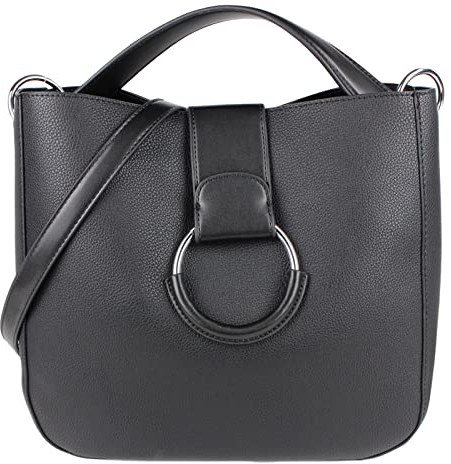 Tom & Eva Damen Shopper Tasche - Beuteltasche mit Herausnehmbarer Innentasche, Kunstleder Handtasche, Schwarz
