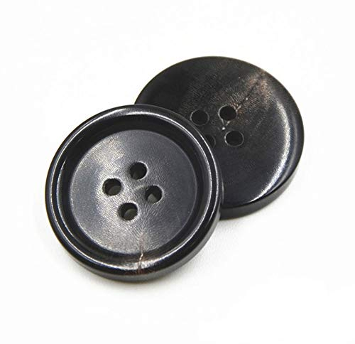 Bestowal 10PCS Kleidung Knöpfe - Mode Horn Nähende Taste 4 Löcher Runden Knopf Set für Männer Frauen Pullover, Uniform, Hemd, Blazer, Mantel und Jacke (Schwarz, 25mm)