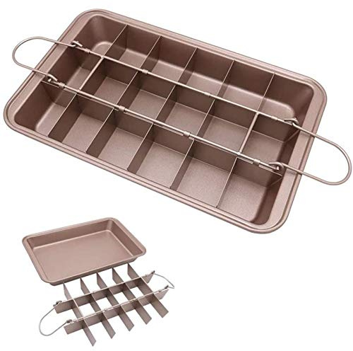Brownie Pan with Dividers, Non-Stick Backing Pan, 18 Pre-slice All Edges, Muffin and Cupcake for Baking, Brownie Bites - 12 X 8 X 2 Inches