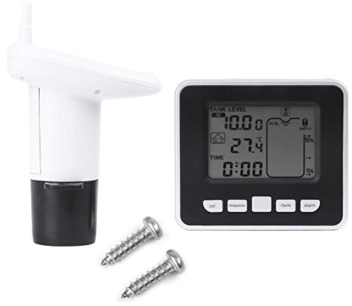 Liquid Level Meter, Oil Tank Level Monitor, Ultrasonic Water Tank Liquid Depth Water Level Sensor Transmitter with Temperature Display, with 3.3 Inch LCD Display