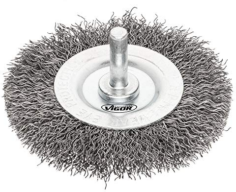 Vigor V6803-75 Wheel Brush Coarse Diameter 75 mm Shaft Diameter 6 mm Silver