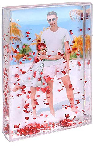 Liquid Glitter Photo Frames Friends Picture Frame Family Frames, Gifts for Women Mount for 4x6 inch (10x15 cm) Picture (4x6in, Red Heart)…