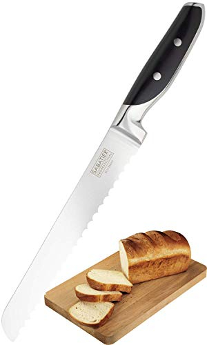 Sabatier Professional Serrated Bread Knife - 8in/20cm Full Tang Blade Forged from High Carbon Taper Ground Stainless Steel, Twin Rivet Comfort Handle