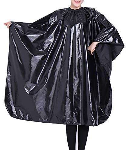 Friseurumhänge Haarschneideumhang Wasser Polyester Salon Und Fleck Beständig Haar Schneiden Schürze Kleid Stoff Mit Einstellbar Schließung Zum Friseur und Barbiere Leicht Sauber 57 x 51,Schwarz