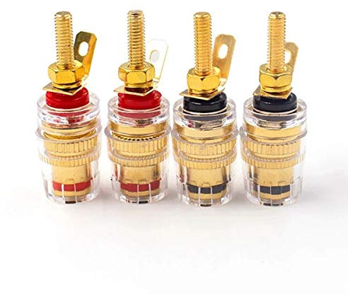 4 Pcs Terminal Speaker Poles Copper Crystal Binding Posts for Audio Crystal Binding Column Speaker Terminal