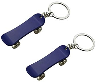 Wakauto Schlüsselanhänger Skateboard Gravur,2er Set Silber Finger Skateboard Schlüsselanhänger Flaschenöffner Rot Dekorative Skateboard Shaped Anhaenger Schluesselanhaenger Stay Safe mit Gravur