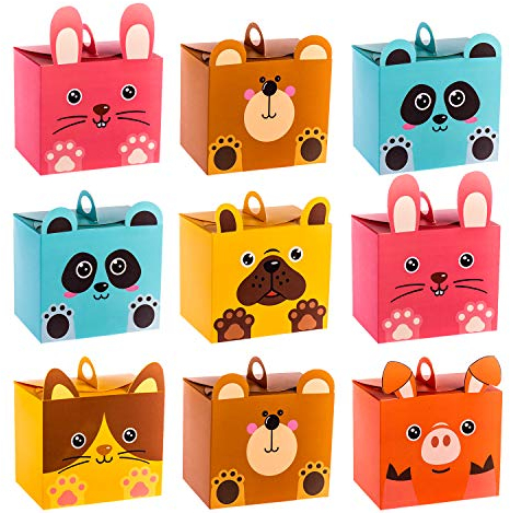 NIMU 24 Pack Animal Party Boxes (4.1 x 3.54 x 2.75) with Cute Panda and Friends, All in One Package Ideal for Halloween Birthday Gifts and Party Favours for Girls Boys Kids Party Supplies Prime