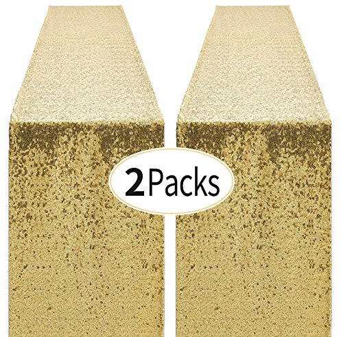 Pailletten-Tischläufer, glitzernd, für Geburtstagspartys, Dekorationen, Hochzeit, Junggesellinnenabschied, Feiertage, Brautparty, Babyparty, 30,5 x 183 cm, 2 Packungen