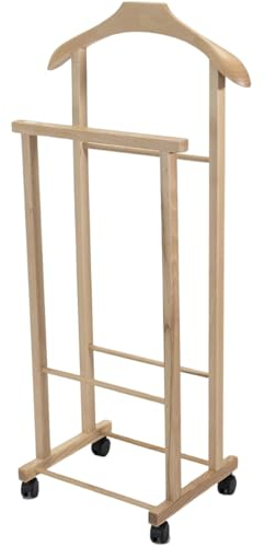 Tomaino - Servo Muto Da Camera AMBROGIO in Legno di Faggio - Appendiabiti Da Camera Multifunzionale Salvaspazio - Indossatore da Camera per Vestiti e Accessori - Colore Naturale