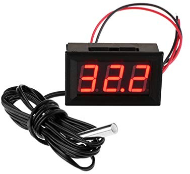 FBBULES Digitale Termometro con Sonda Impermeabile 12V Electronic Thermometer Monitor di Temperatura per Acquario Frigorifero Congelatore,Rosso