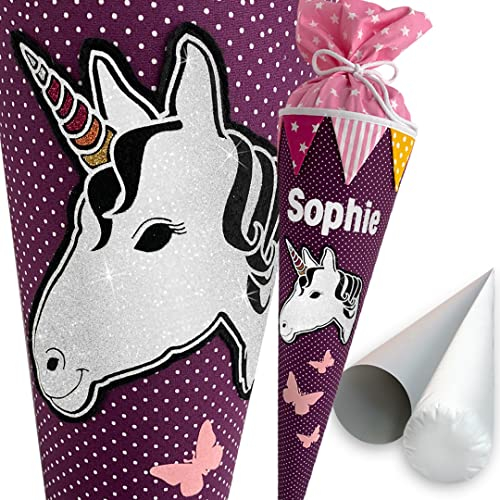 windeltou EINHORN-Schultüte | 70 cm | klassische Schultüte | Stoff, Einschulung, Schulanfang, Zuckertüte