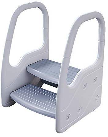 MYAOU Sgabello a 2 gradini per Bambini, Sgabello a Doppio Gradino Antiscivolo con corrimano di Sicurezza per Bambini e Neonati Vasino, da Utilizzare in Bagno o in Cucina
