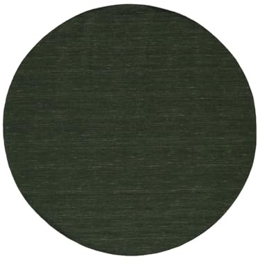 RugVista Handloom Flat Teppich, Ø 250 cm, Forest Grün | Kelim, Rund, Mittlerer Stapel, Nur chemische Reinigung, Wohnzimmer, Esszimmer, Schlafzimmer
