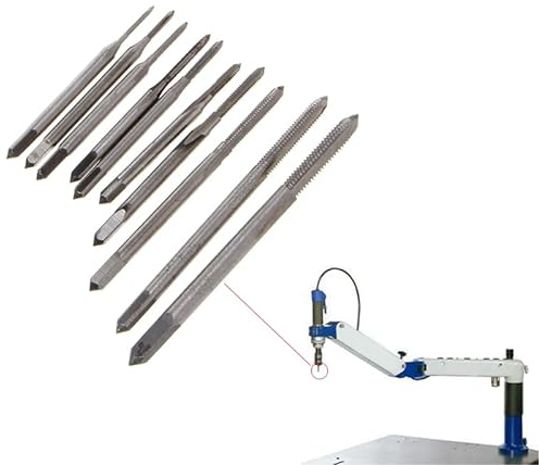 Uxsiya M1 bis M3.5 Maschinenhandgewindebohrer Langlebiges Gewinde Drahtgewindeschneid-Kit-Set Mini-Hochgeschwindigkeitsstahl Hochhitzebeständig 10-teilig Ordentlich Industrie für die Bearbeitung