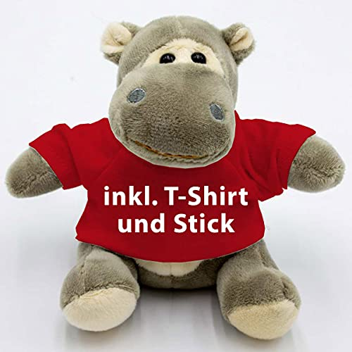 Kuscheltier Nilpferd Tanja 14cm - inklusive-T-Shirt und kostenloser Personalisierung (Stick oder Druck)