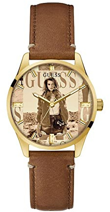 GUESS Watches Ladies g icon Damen Uhr analog Quarzwerk mit Leder Armband GW0290L1