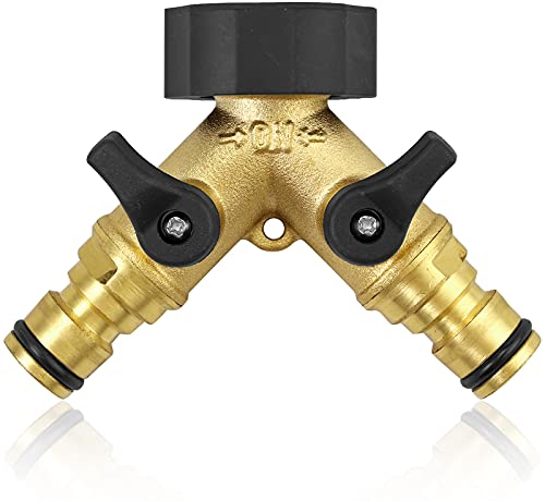 Robinet Double, Kamtop Répartiteur de Tuyau d'Arrosage 2-Voies Y-Distributeur Robinet Double Machine a Laver 3/4 Robinet Double Sortie Jardin