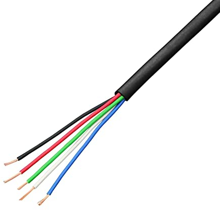 Lumonic 5x 0,34mm² Cavo di controllo LED nero 5m Cavo a 5 conduttori con guaina flessibile Cavo di controllo schermato, prolunga LiYY, cavo di aliment