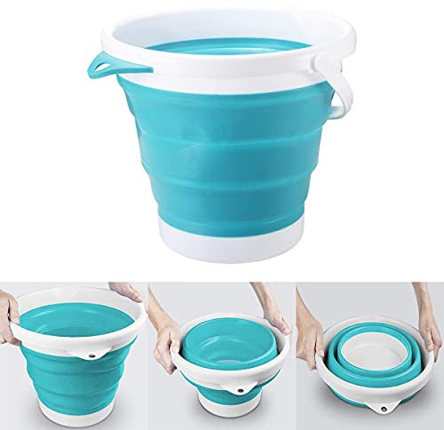 Barrageon Seau Pliable 10L Portatif Rangement Rétractable Économie D'espace Intérieur Extérieur Camping Pêche Ménage Nettoyage Lavage Voiture Jardinage Voyage Grande Capacité - Bleu