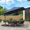 PURPLE LEAF 3 X 3 M Square Garden Cantilever Parasol, Large Square Patio Umbrella with Crank Handle and Tilt for Balcony and Outdoor, Navy Blue