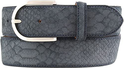 BELTINGER Damen-Gürtel mit Pythonprägung 4 cm | Leder-Gürtel für Damen 40mm Schlangen-Optik | Schlangen-Muster Python-Muster | Marine 95cm