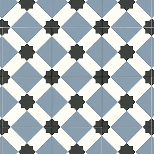 247Floors Patterned Tile Effect Cosmic Vinyl Flooring 2.5mm Realistic Foam Backed Lino Slip Resistant (Blue Stars and Diamonds, 2m x 3m)