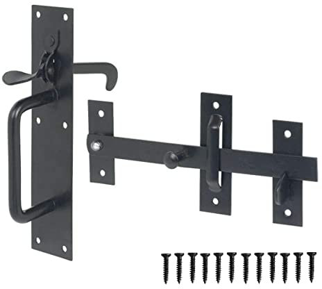 TERF® Heavy Duty Suffolk Gate Latch Door Lock Black Thumb Latch Catch Lock - Weather Protection Suffolk Latches for External Doors Gate Shed Door Lock with Fixing Screw - Pack of 1