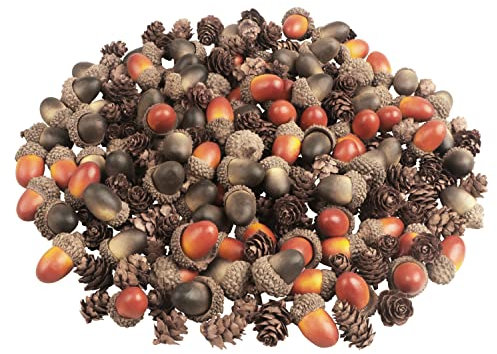 200 Stück natürliche Tannenzapfen und künstliche Eicheln Dekorationen, Weihnachten Mini Tannenzapfen gefälschte Eicheln mit natürlicher Eichelkappe für DIY Handwerk Vase Füllstoff Zuhause Weihnachten