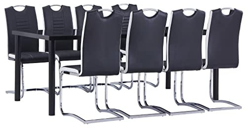 INLIFE 9-TLG. Essgruppe Kunstleder Schwarz-3165