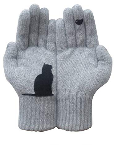 LTWOTEJNG Alpaka Fell Damen- und Outdoor-Herbsthandschuhe Winter-Katzen-Warmdruck-Handschuh Dünne Handschuhe Damen Baumwolle