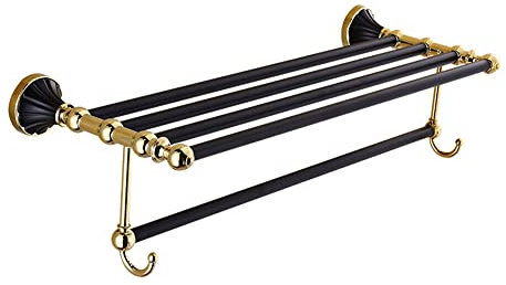 dRAGonFy Regal, Edelstahl-Handtuchhalter, Schwarze Gold-Hardware, Badezimmerregal, Edelstahl-Regal,Kes Design