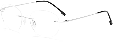 KoKoBin Round Randlos Lesebrille super Light Titanlegierung Lesehilfe für Damen und Herren (Silber, 2, diopters)