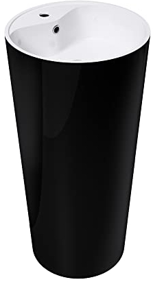 doporro freistehendes Standwaschbecken BTH: 45x45x90cm Colossum135, innnen weiß außen schwarz, aus Minerlaguss Waschtisch Waschplatz Standsäule