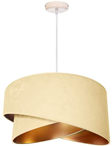 FKL DESIGN Home Deco – Pendelleuchte Esstisch – Hängeleuchten & Pendelleuchten – Deckenlampe Hängend – Lampenschirm Hängelampe- Esszimmerlampe - Wohnzimmer - Küchenlampe - Ecru - E27, Serie TAD31