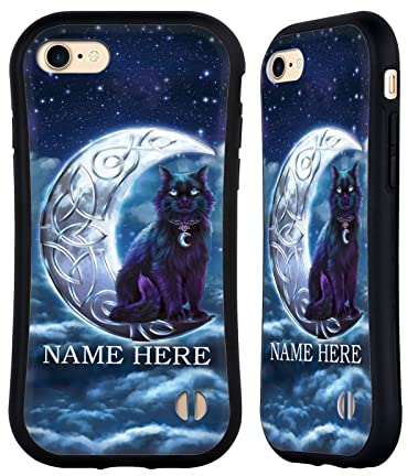 Head Case Designs Offizielle Personalisierte Individuelle Brigid Ashwood Schwarze Katze Name Und Initiale Hybride Handyhülle Hülle Huelle kompatibel mit Apple iPhone 7/8 / SE 2020 & 2022