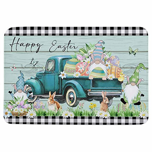 Schmutzfangmatte Ostern - Wichtel-Ostereier-LKW-Häschen Fußmatten Schmutz Widerstehen Rückseite Fußabtreter Nachhaltige Teppichmatte Für Eingang Wohnzimmer Innenbereich