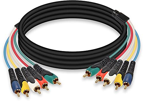 MEIRIYFA Cavo Audio RGB 5-RCA Maschio a Maschio Placcato Oro - Per DVD, TV/HDTV, VCR, Lettore CD, Videocamera, Proiettore (1,5 m)
