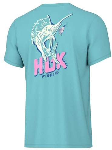 HUK Boys Short Sleeve Performance Tee, Kids Fishing T-Shirt, Sail Bones - Marine Blue, Small US