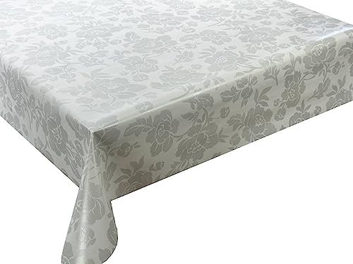 Wachstücher Tischdecke Wachstuch Gartentischdecke wasserdichte Abwaschbar Grau Blumen Rosen WF-4942C 160x140 cm