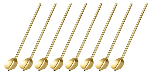 sourcing map Inox Acier Cuillère Pailles, 8Pcs 7.3 Réutilisable Métal Long Poignée Paille Cuillère Coeur Forme Boire Pailles pour Milkshake Boissons Cocktail, Doré