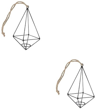 Uonlytech 2pezzi Ciondolo Geometrico Ferro Nero Per Decorazione Murale Ornamento Da Porta Con Cordino Juta Stile Rustico Per Casa e Feste