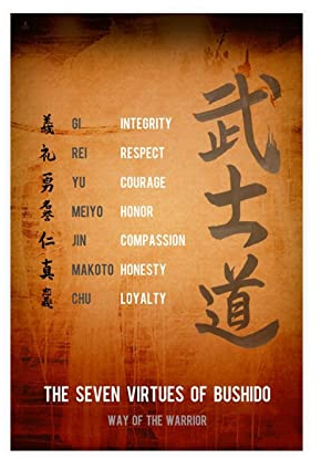 Die sieben Tugenden von Bushido kreatives Raumposter auf Leinwand, Poster, Wandkunst, Dekordruck, Bild, Gemälde für Wohnzimmer, Schlafzimmer, Dekoration, ungerahmt: 30 x 45 cm