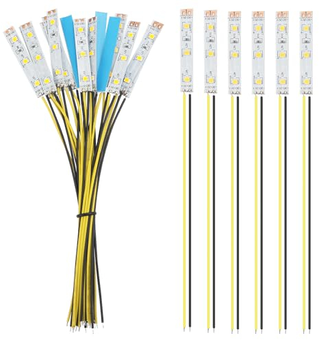 YIXISI 15 Stücke 50mm VorDrahtete LED Streifen, 2335 SMD LED, 12-18V LED Streifen, Modellbau Led Beleuchtung, Gelb