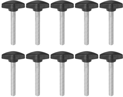 QUARKZMAN 10Pcs Bouton à Ailettes En T, Vis à Pouce M8 X 50mm, Filetage Mâle Standard, Poignées En Plastique, Boutons de Serrage à Main, Vis à Pouce, Noir.
