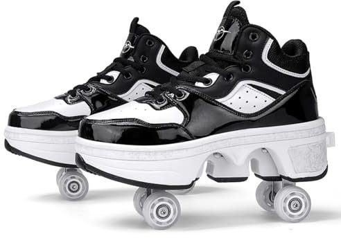 2-in-1-Rollschuh-Turnschuhe, Unisex, Einziehbare Räder, Outdoor-Spaß, Fitness, Kick-Roller-Schuhe,33