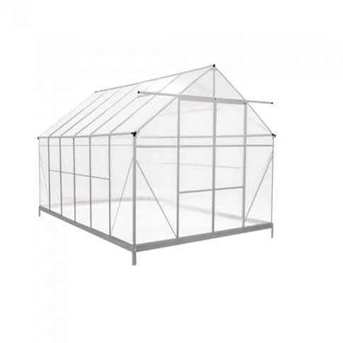 GRINDI IN THE GARDEN - Garten Gewächshaus Aluminium Gartenhaus Treibhaus aus Polycarbonat für Garten, Alu - Verbena I, 3,7x2,4m - Schrägdach stabil Winterfest & Einfach zu Montieren